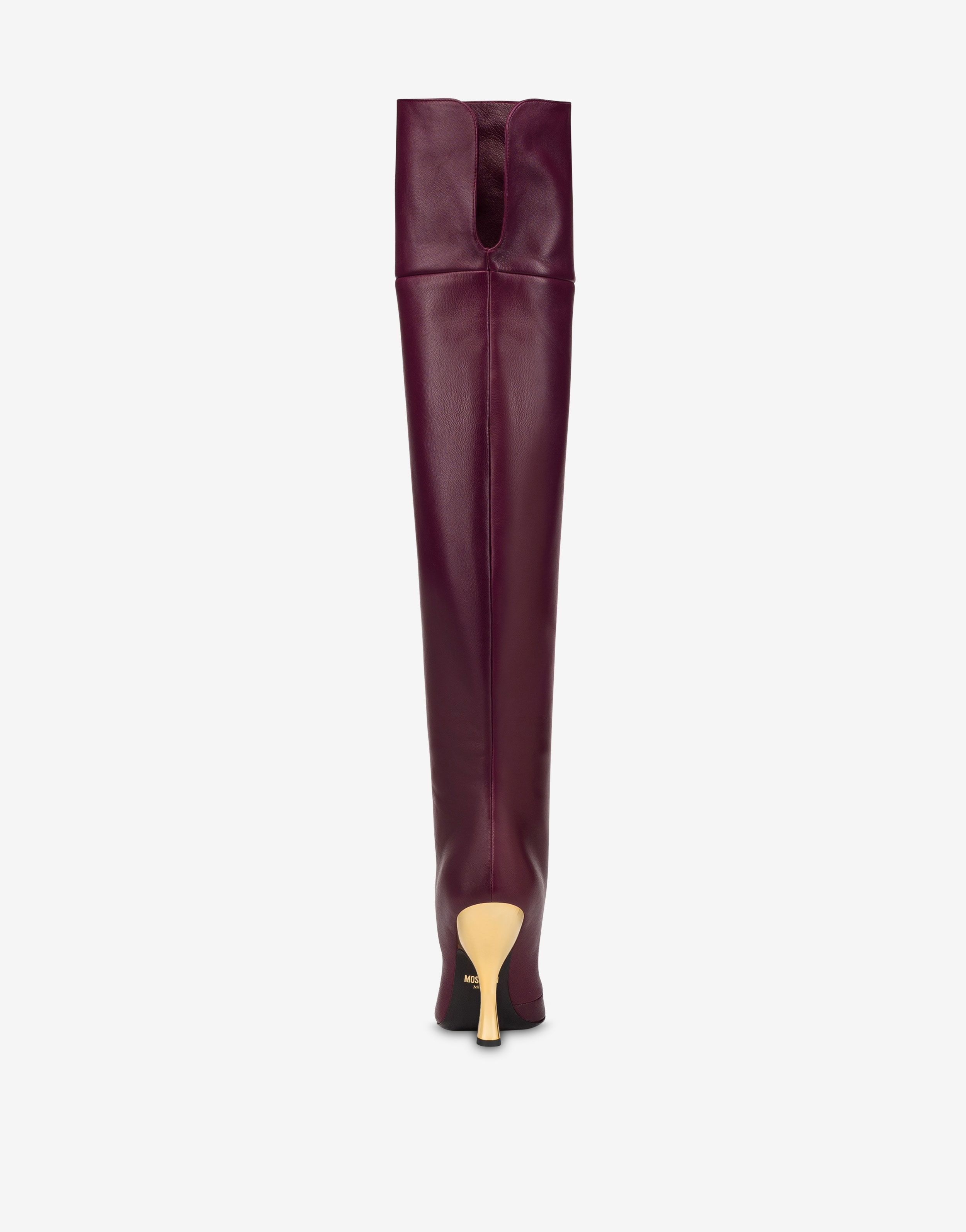 METAL LOGO NAPPA LEATHER OVER-THE-KNEE BOOTS - 3
