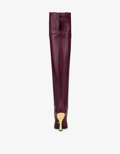 Moschino METAL LOGO NAPPA LEATHER OVER-THE-KNEE BOOTS outlook
