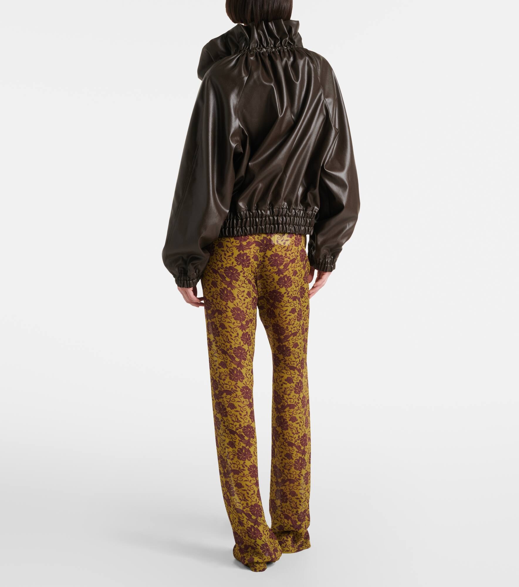 Cocoon gathered satin blouson - 3