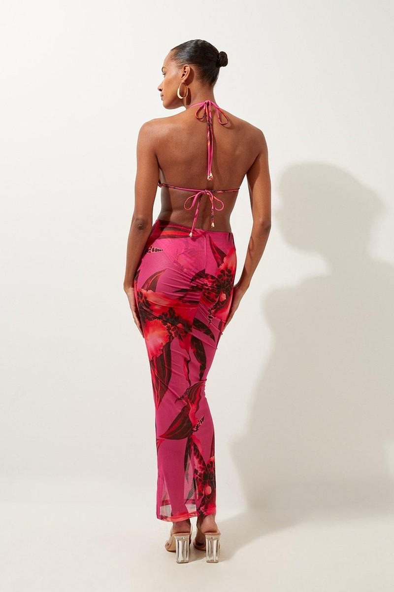 Abstract Floral Print Beach Maxi Skirt 5