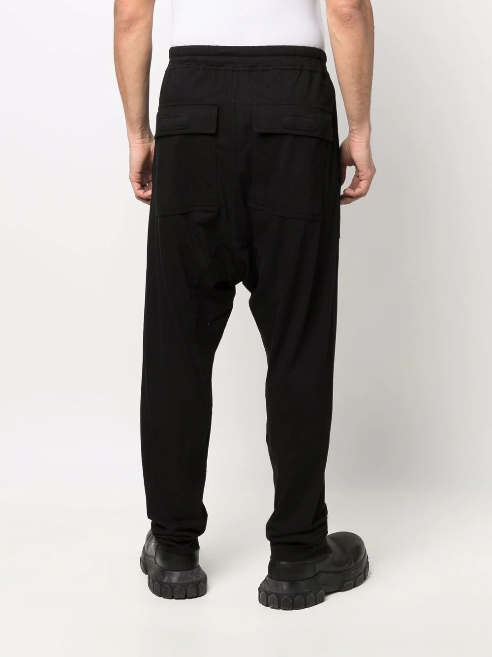 drop-crotch drawstring cotton trousers - 4