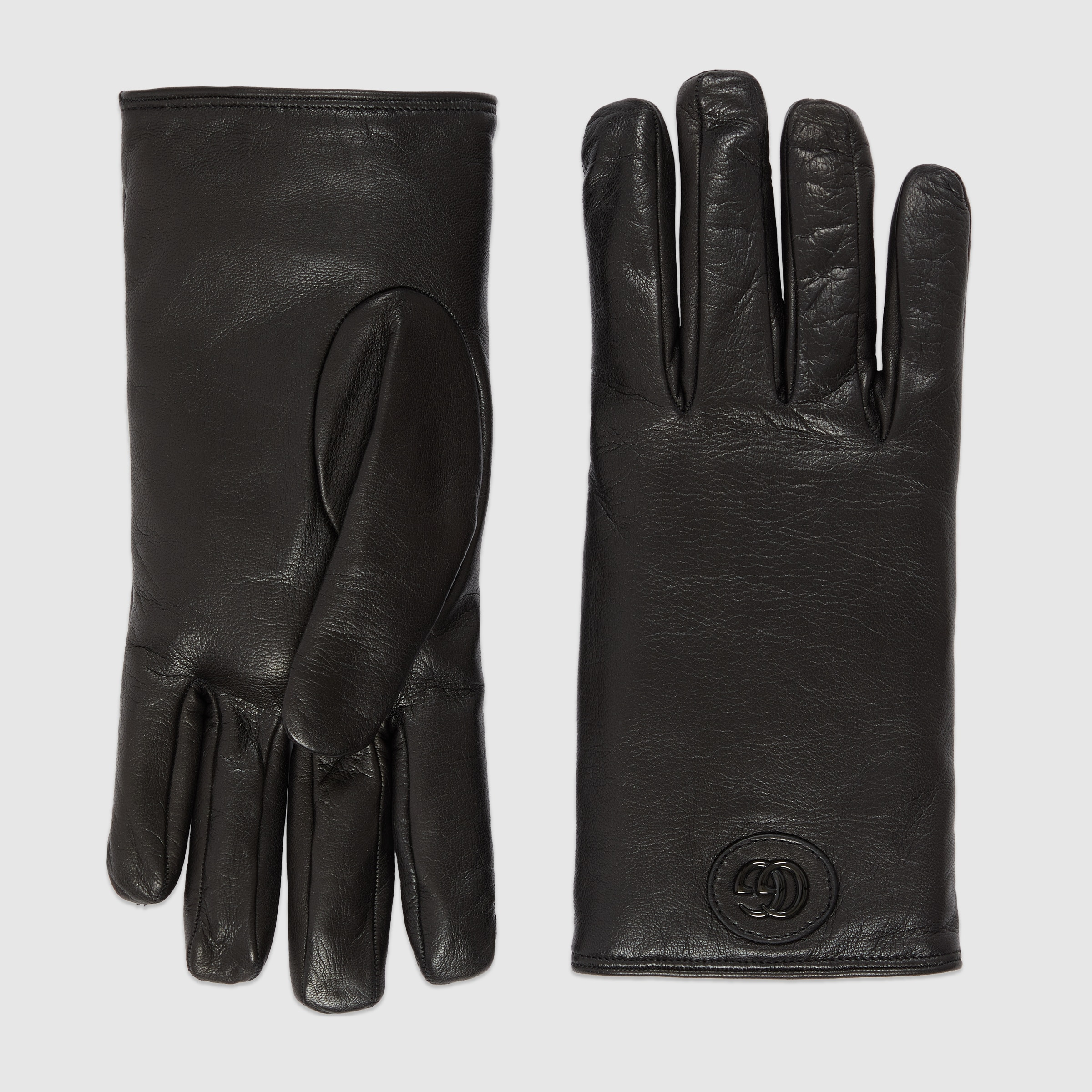 Leather gloves with Double G - 1