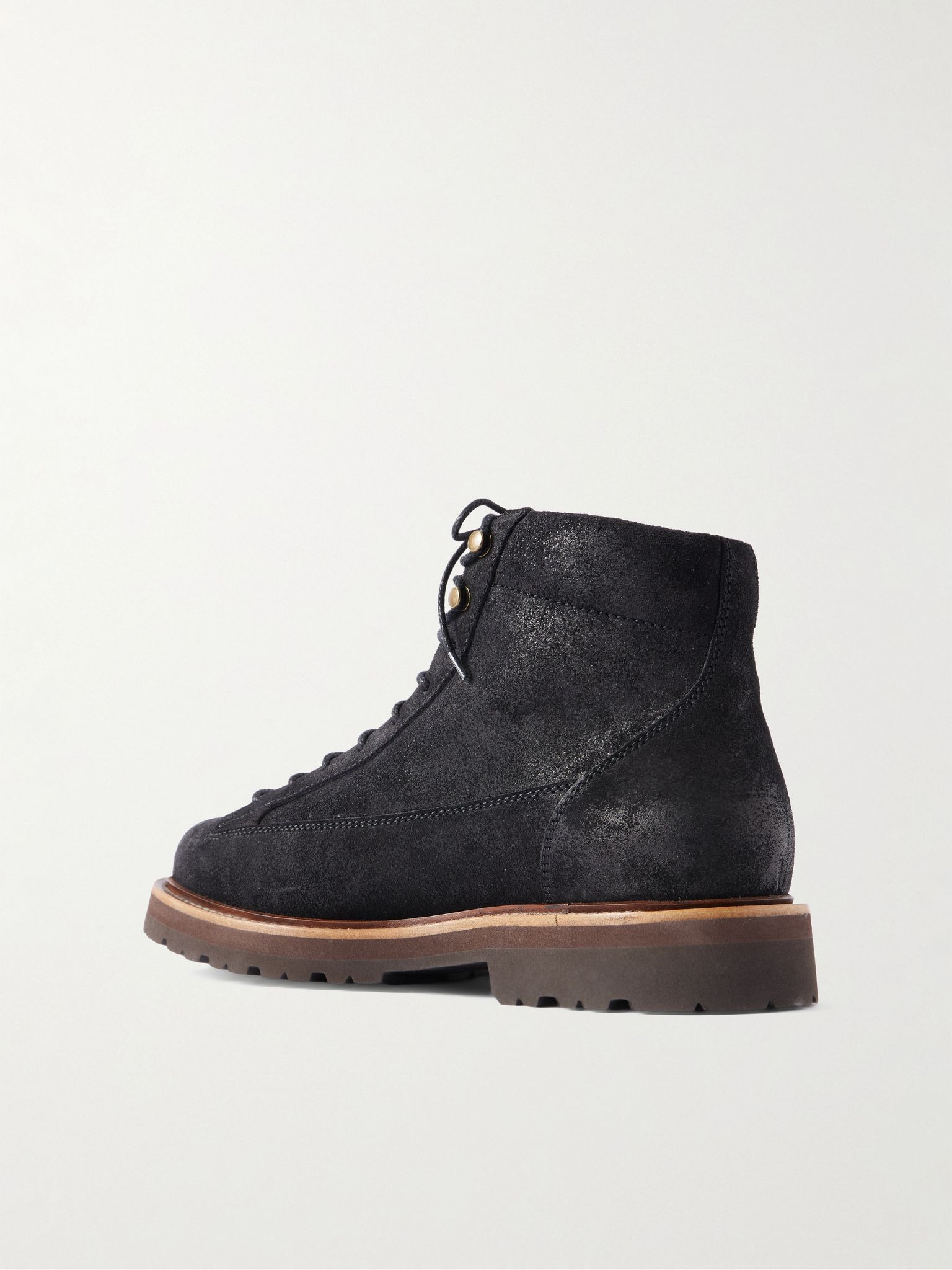 Waxed-Suede Hiking Boots Black - 4