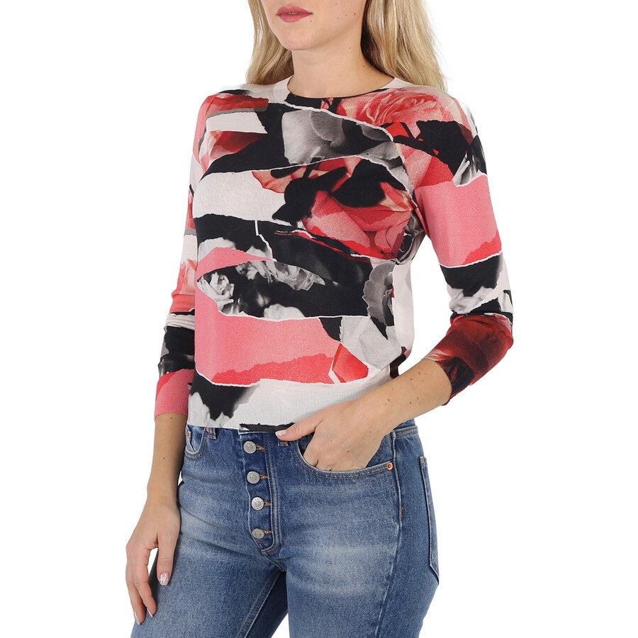 Alexander McQueen Torn Rose Long Sleeve Sweater - 6