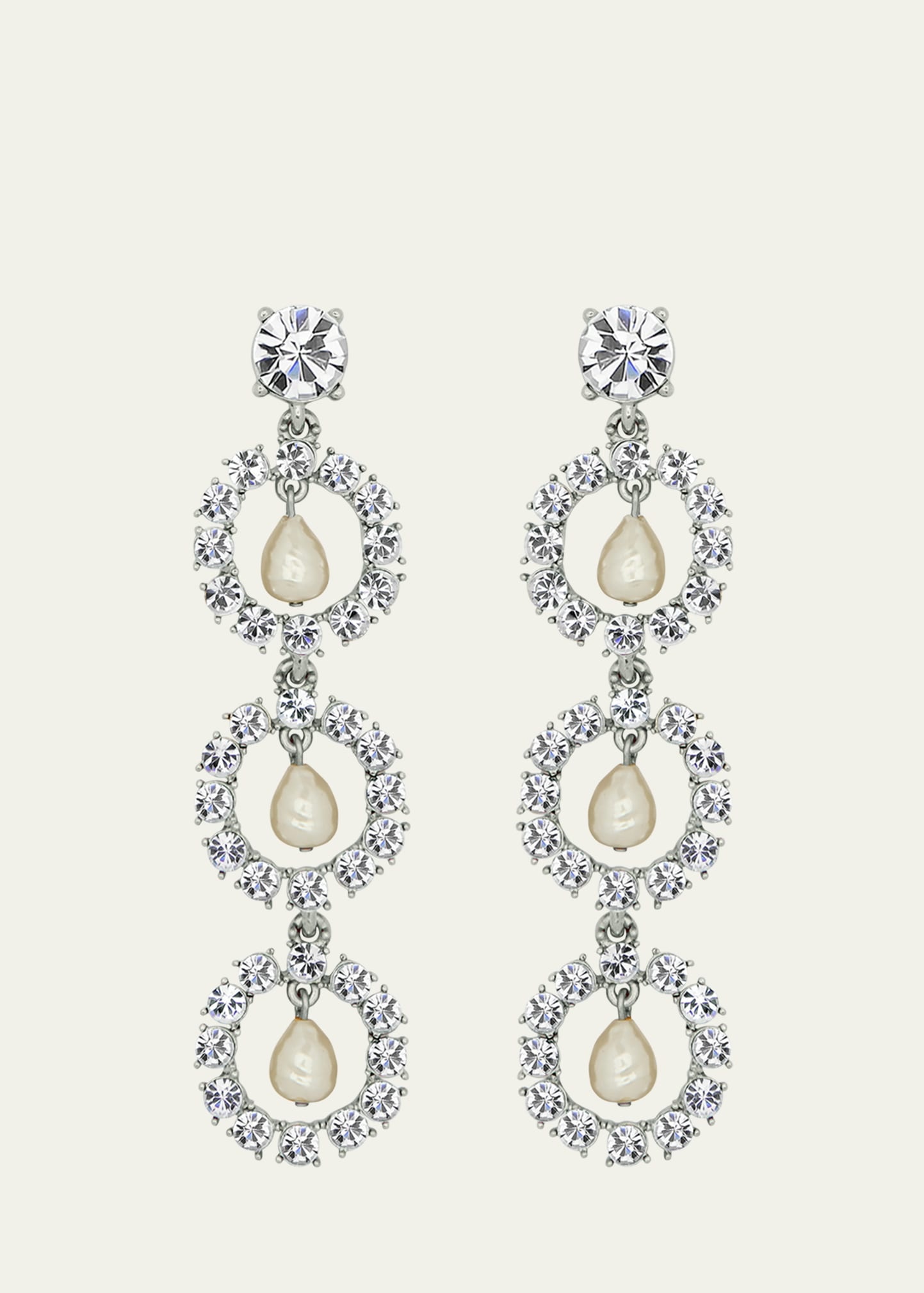 Crystal Disc Triple Earrings - 1
