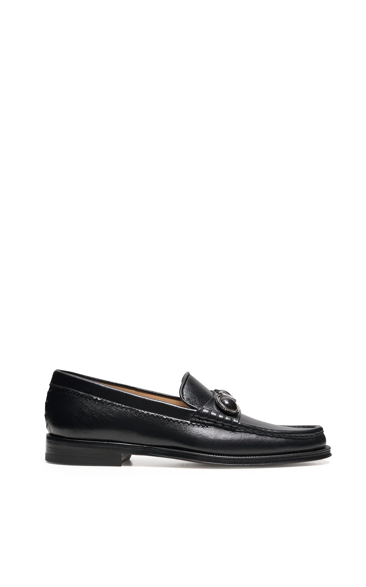 Melchora Stone Loafer in Black Leather - 1