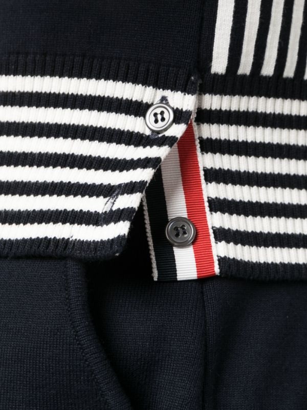 THOM BROWNE Men Fun Mix Seersucker Jacquard SS Polo In Cotton W/ 4 Bar Stripe - 4