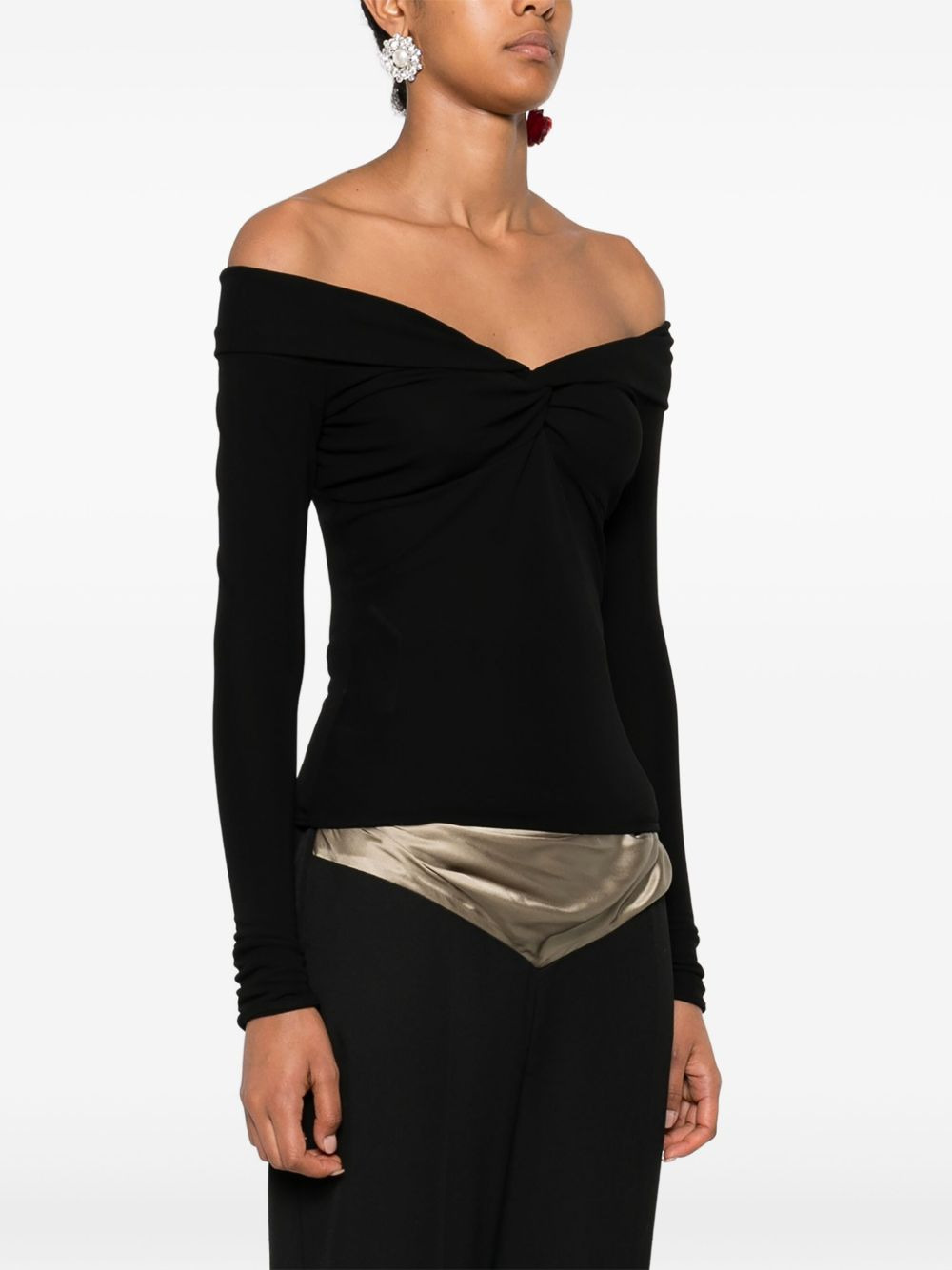 off-shoulder twist-front top - 3