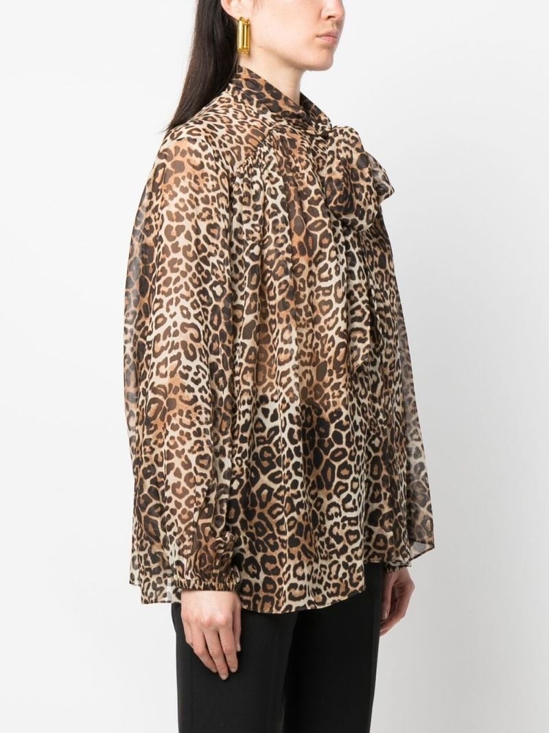 leopard-print silk blouse - 3