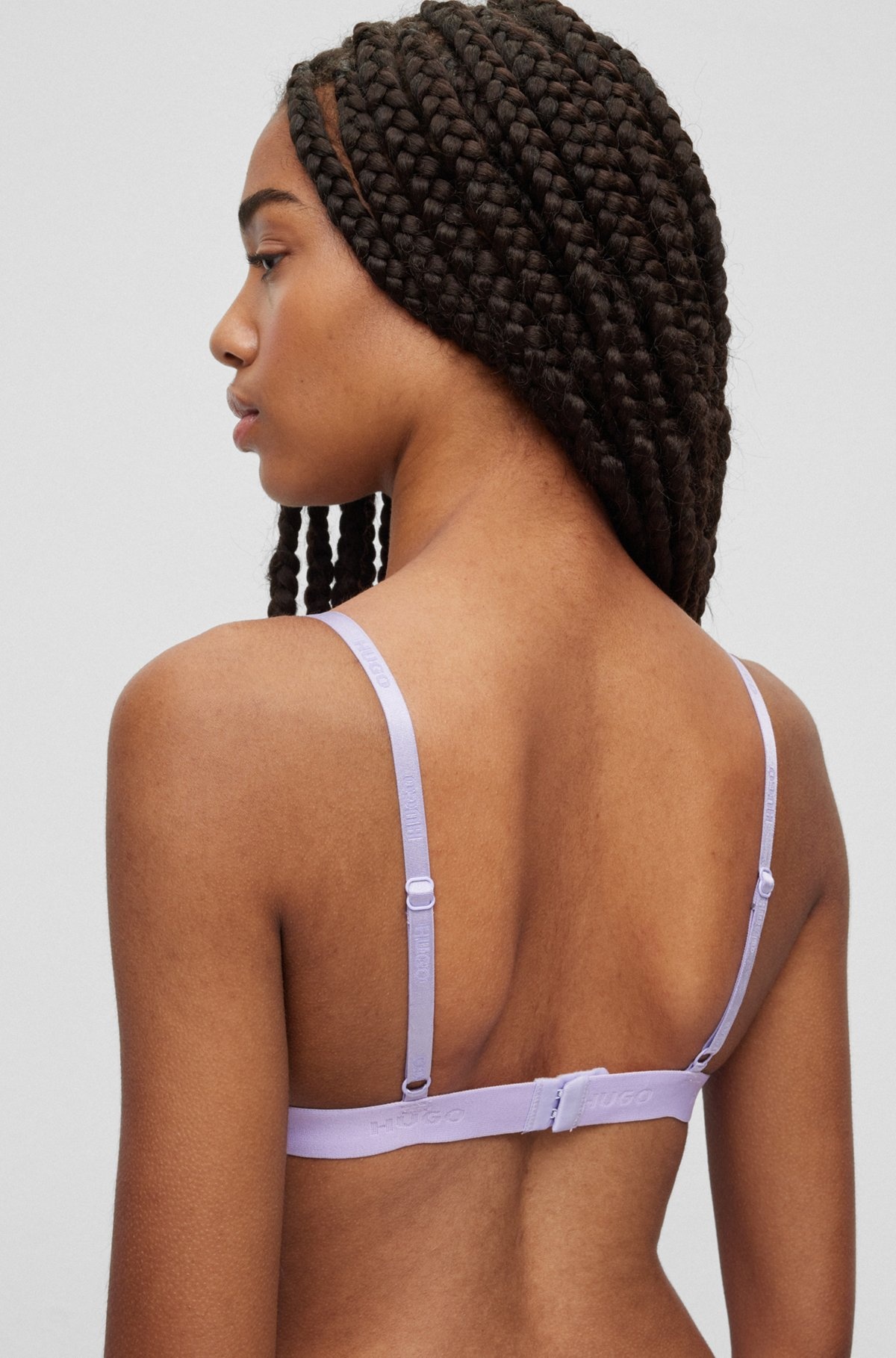 TRIANGLE BRA WITH ALL-OVER PRINT AND LACE TRIMS - 5