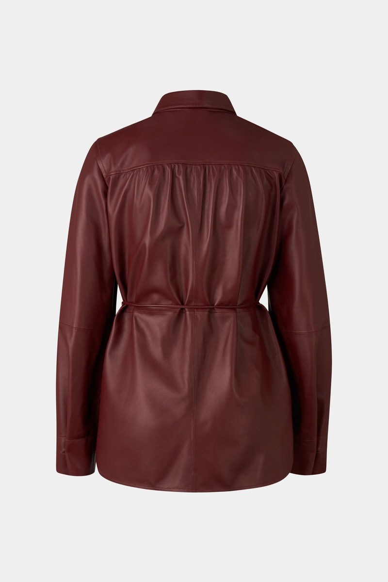 BOGNER Ariela leather blouse in Wine red outlook