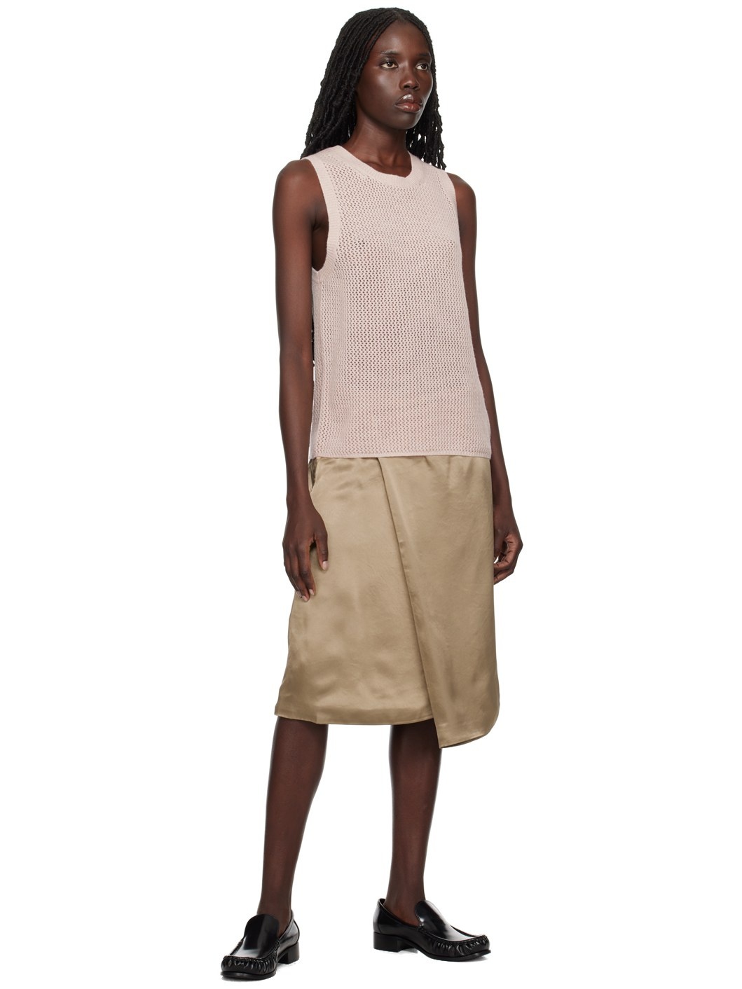 Beige Wrap Midi Skirt - 4