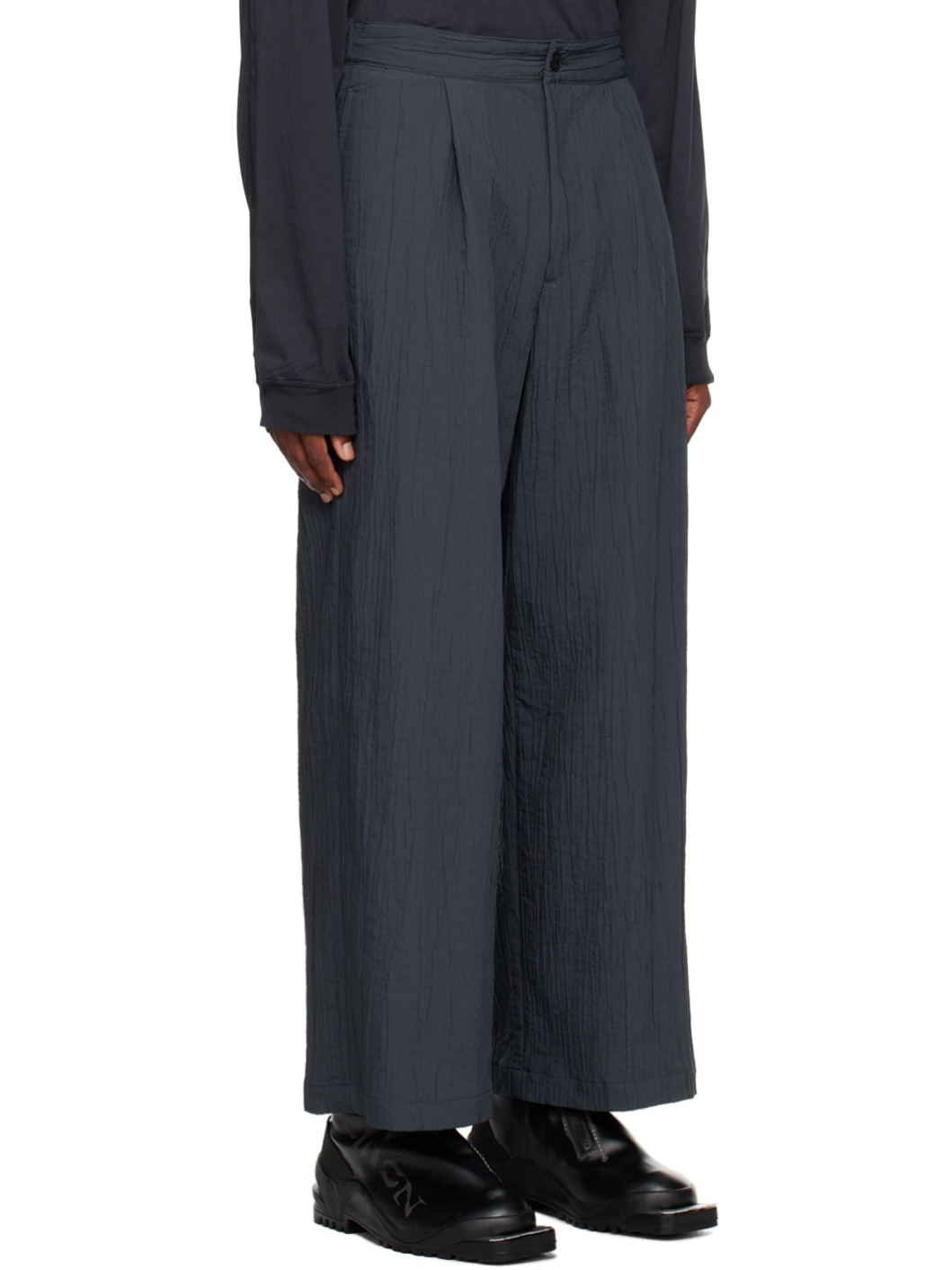 Gray Crinkled Trousers - 2