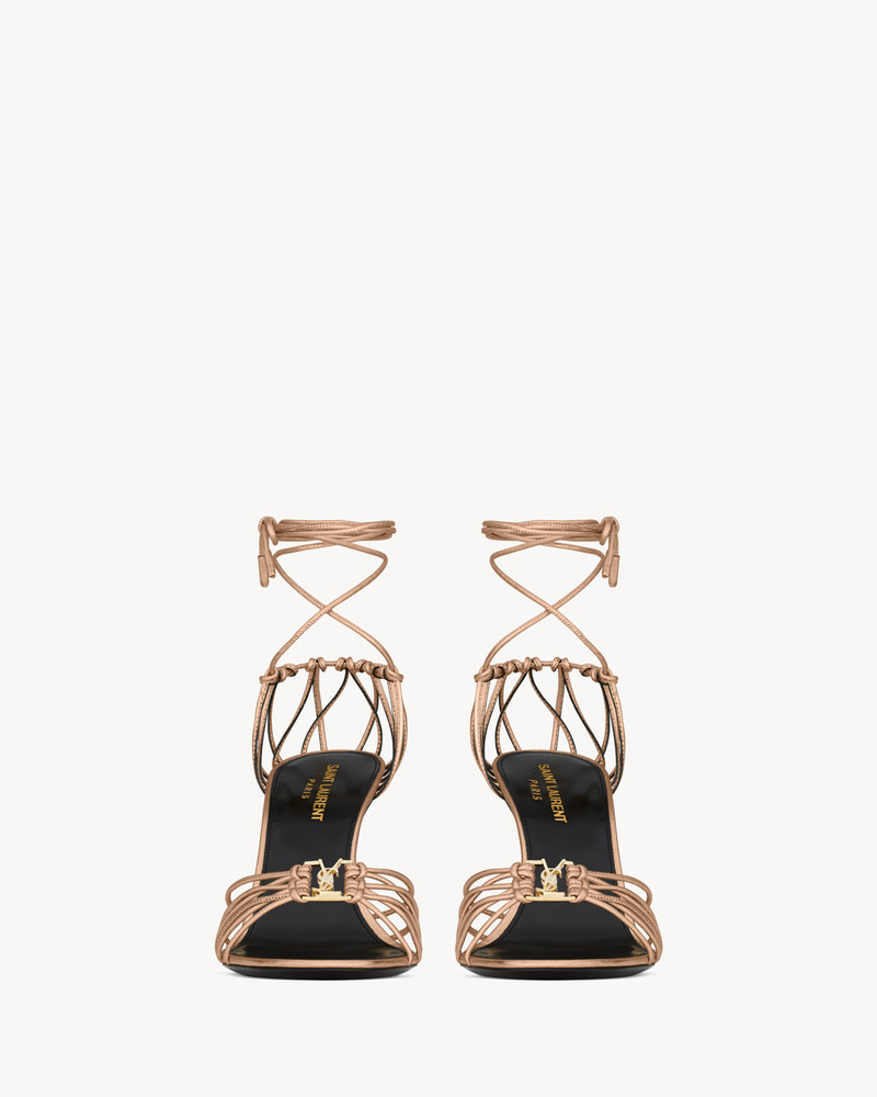 SAINT LAURENT BABYLONE SANDALS IN METALLIC LEATHER outlook