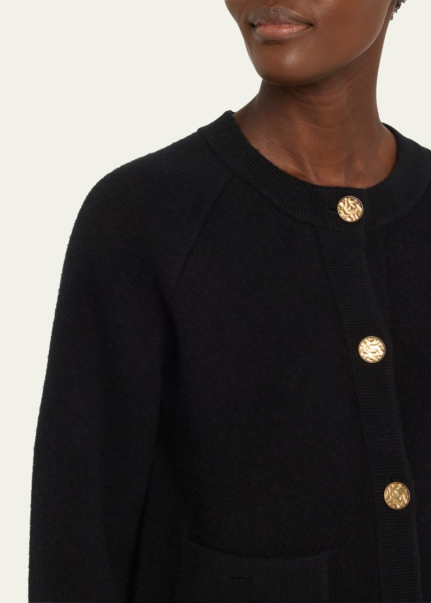 Hammered Button Wool Cashmere Cardigan - 5