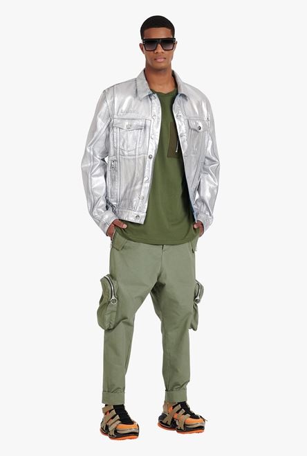 Wide-legged khaki cotton cargo pants - 2