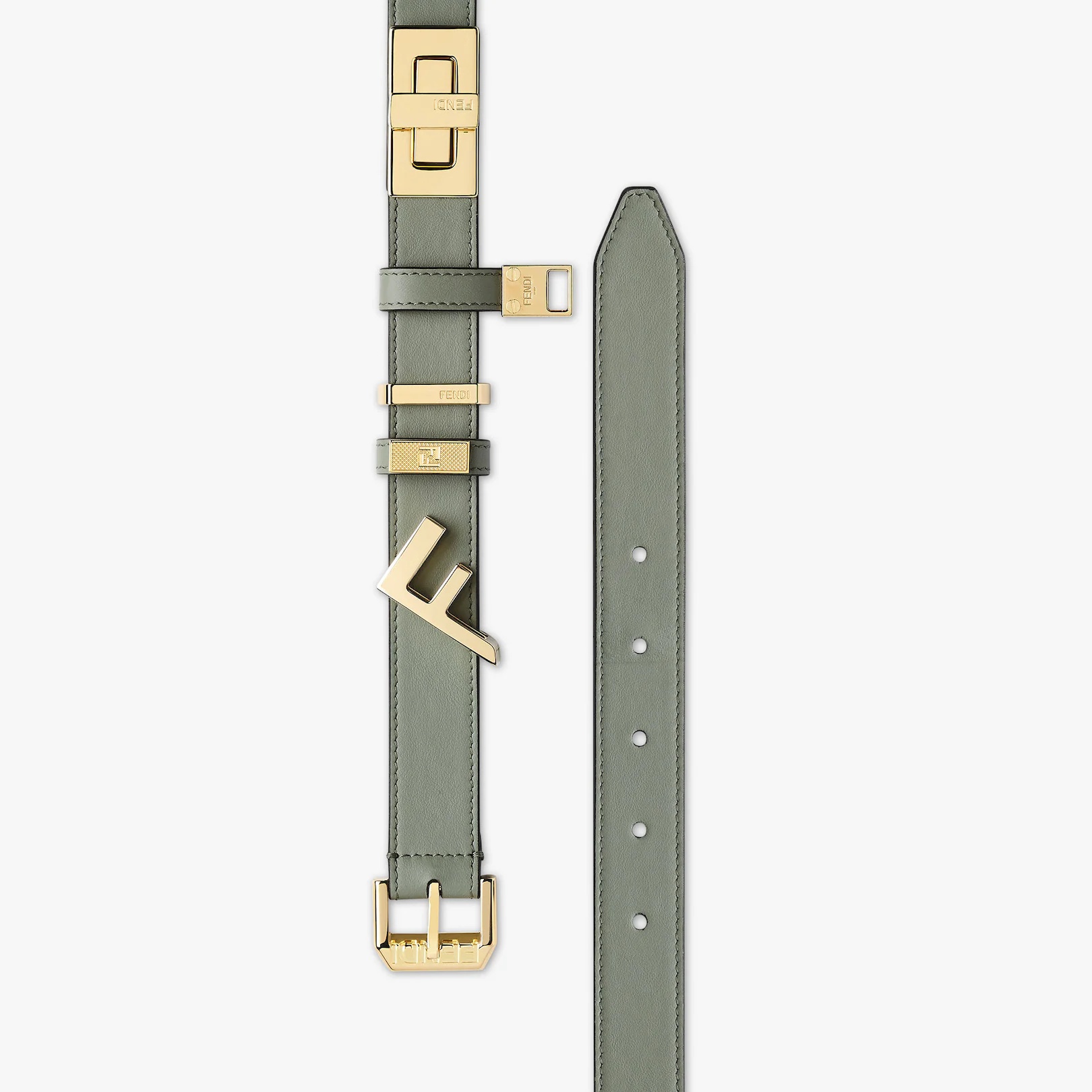 Green leather belt - 2