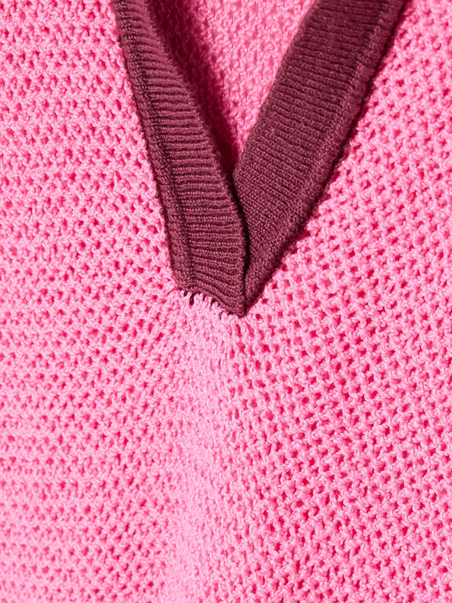 Oversized crocheted cotton polo shirt Bubblegum - 5