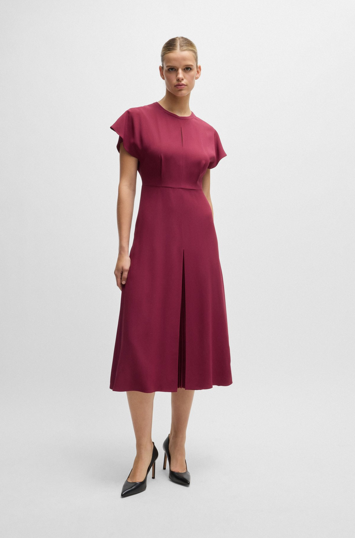 KEYHOLE-NECKLINE DRESS WITH PLISSÉ INSERT - 3