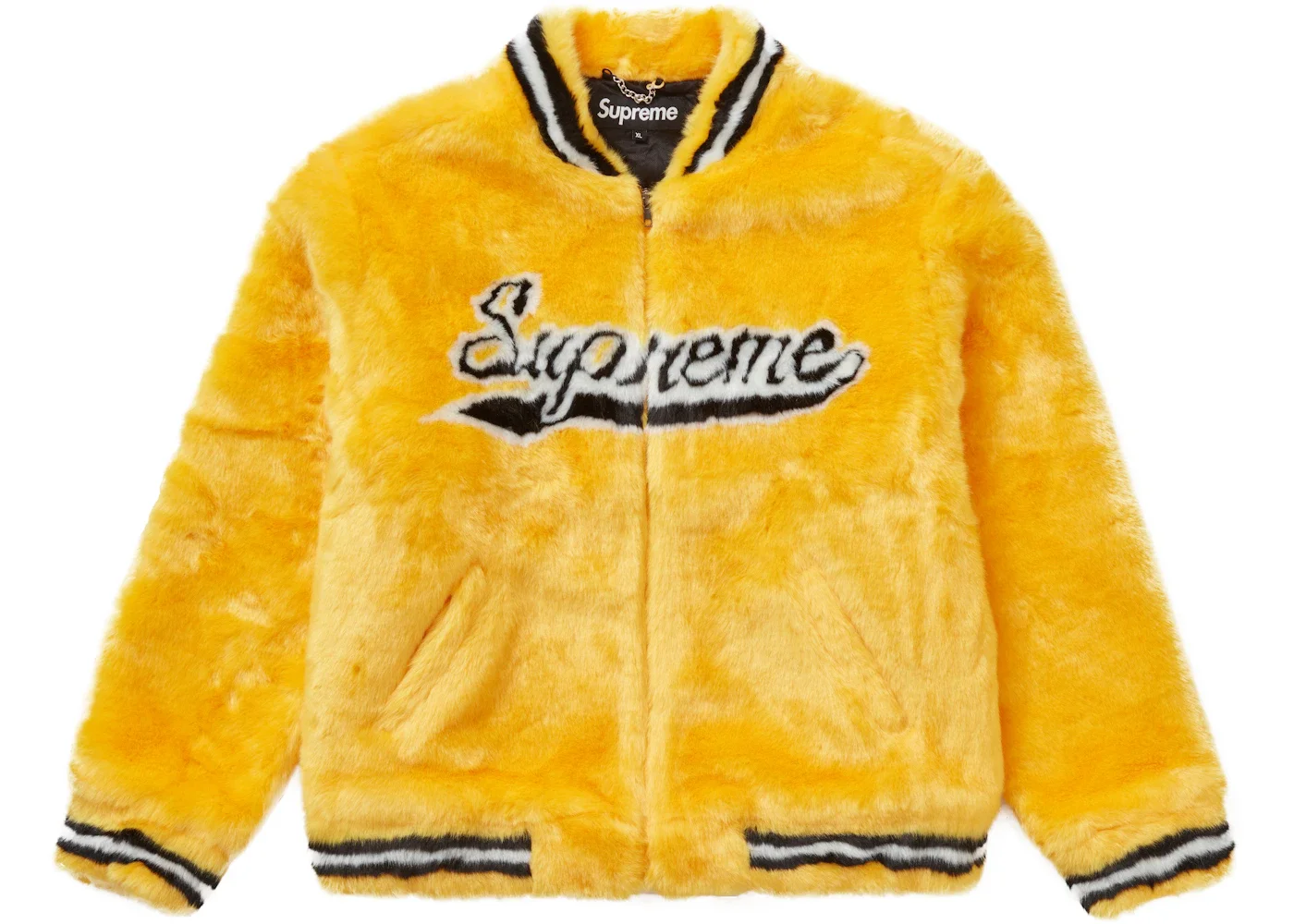 Supreme Faux Fur Varsity Jacket Yellow - 1