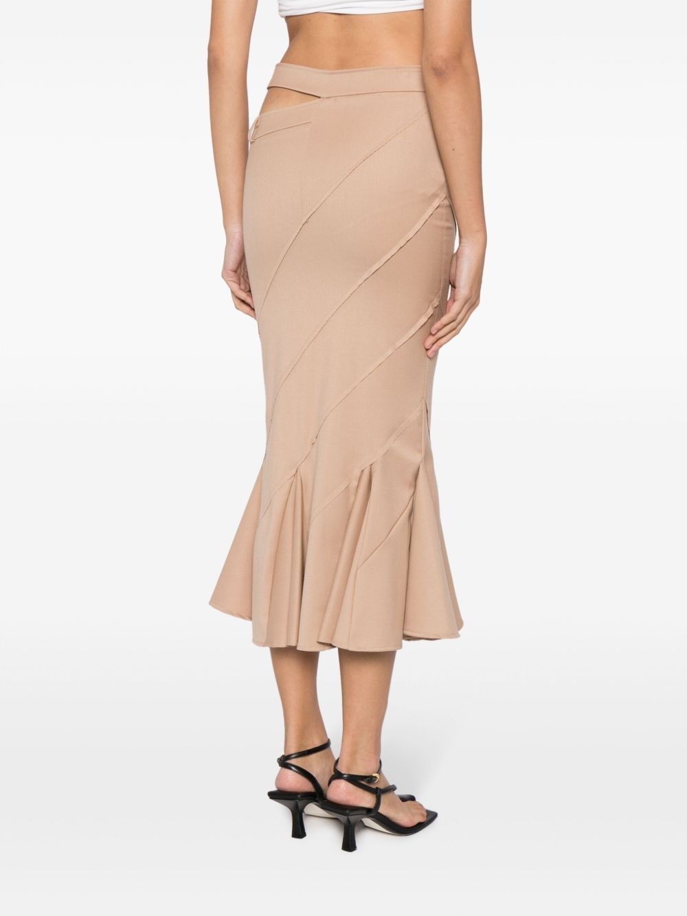 flared-hem flannel midi skirt - 4