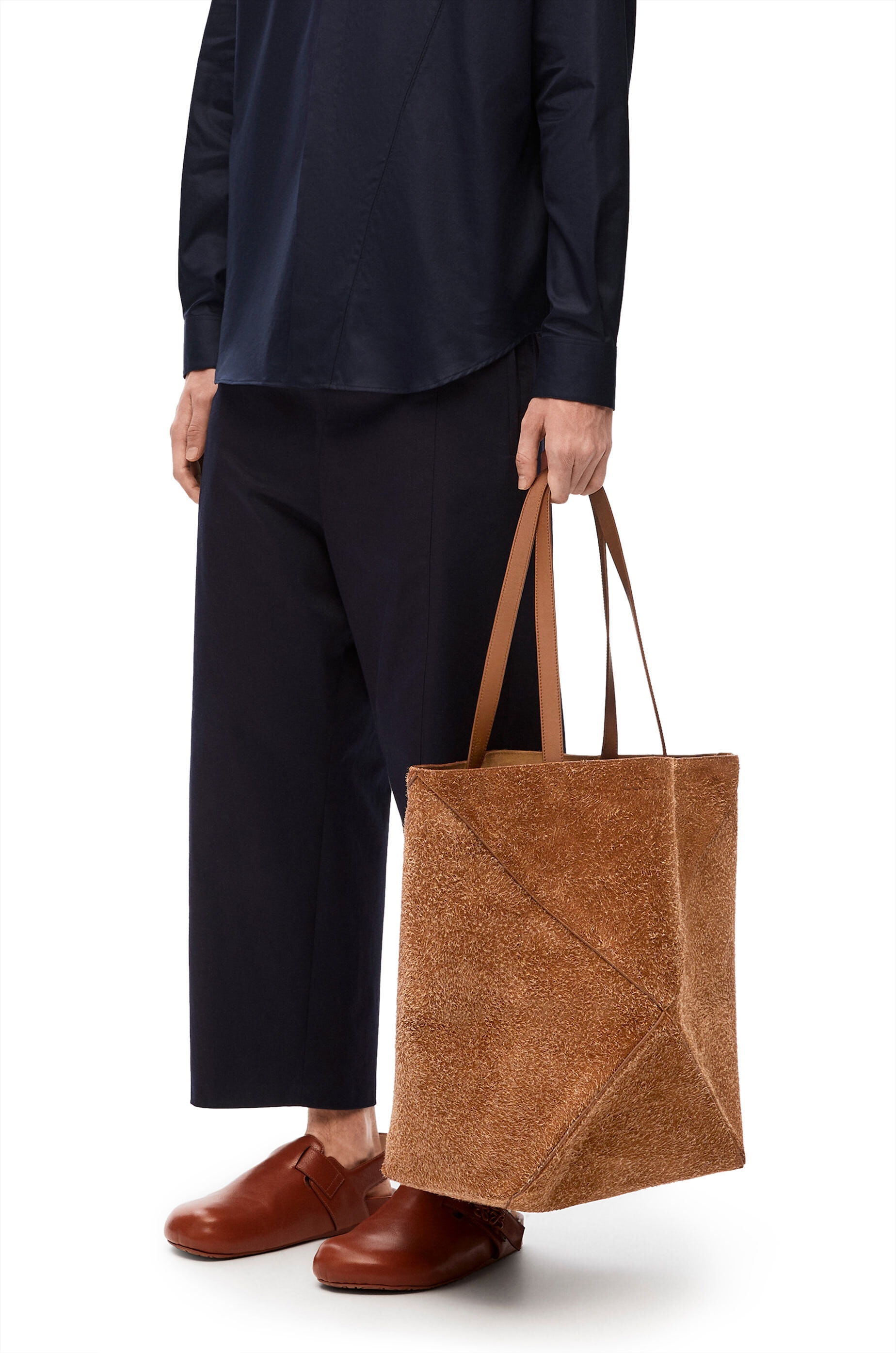 Large Puzzle Fold Tote in brushed suede - 2