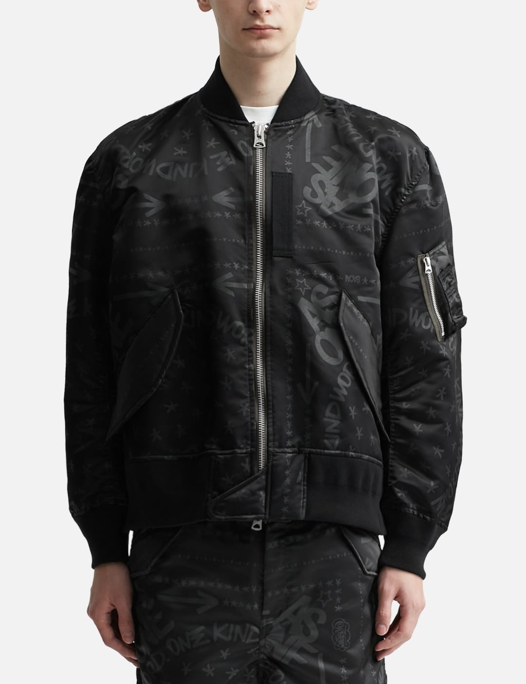 logo-print zip-up bomber jacket - 4