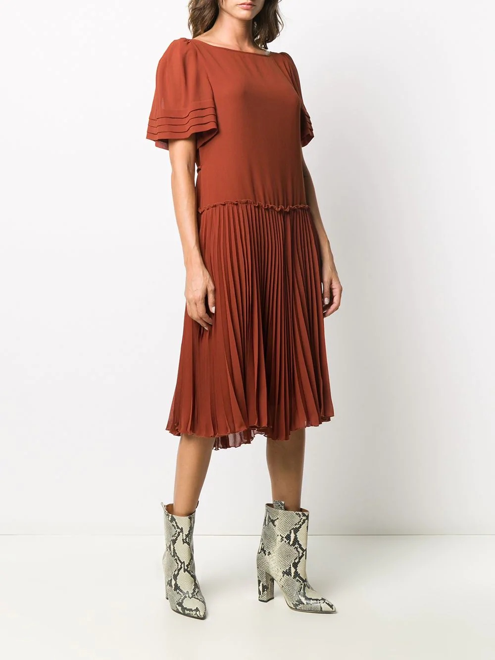 pleated panel midi dress - 3