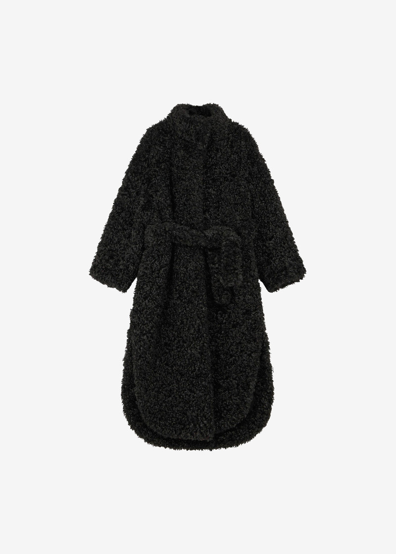 Ravello Faux Shearling Robe Coat - Black 1
