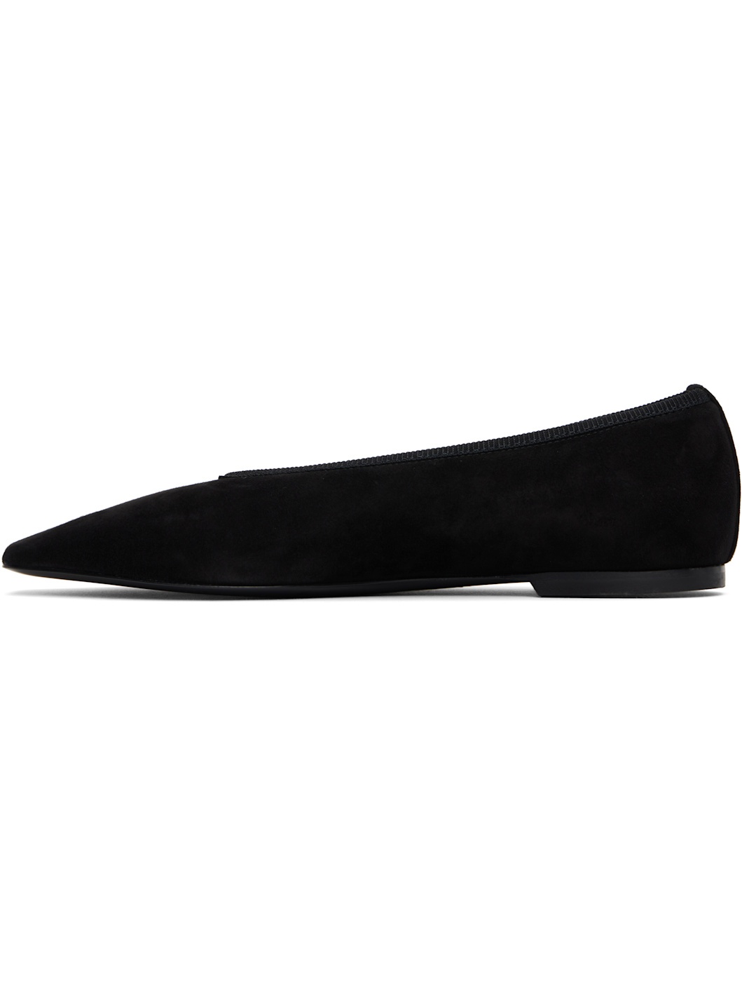 Black Minimalist Suede Ballerina Flats - 3
