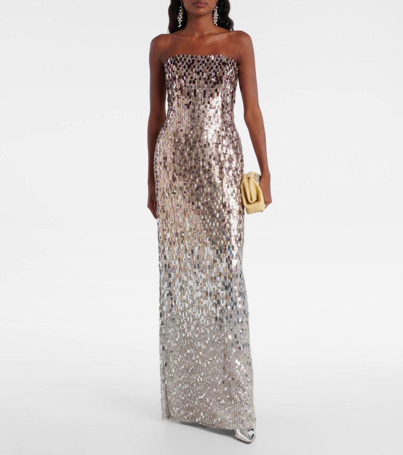 JENNY PACKHAM Lucille sequined strapless gown outlook