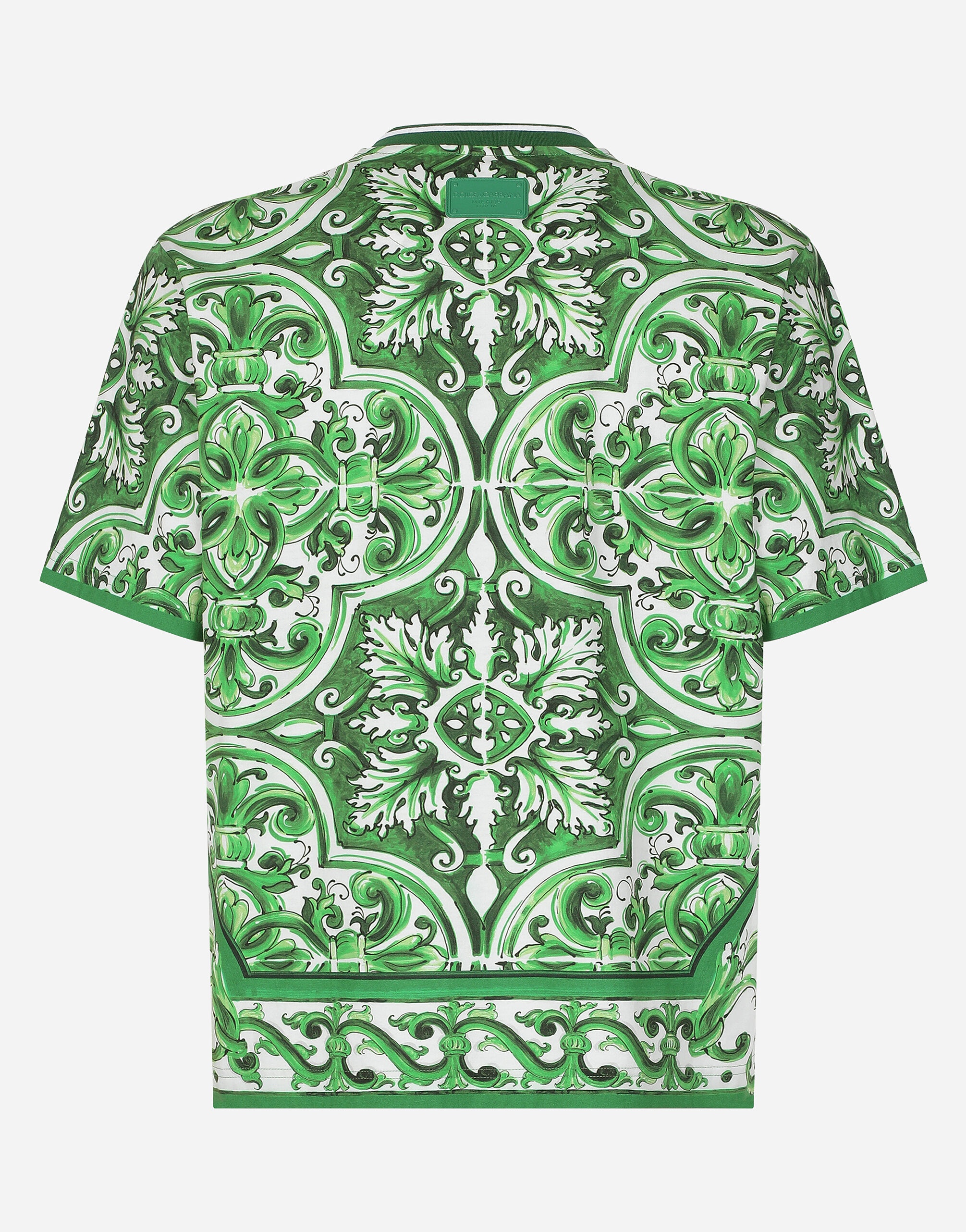 Cotton T-shirt with majolica print - 6