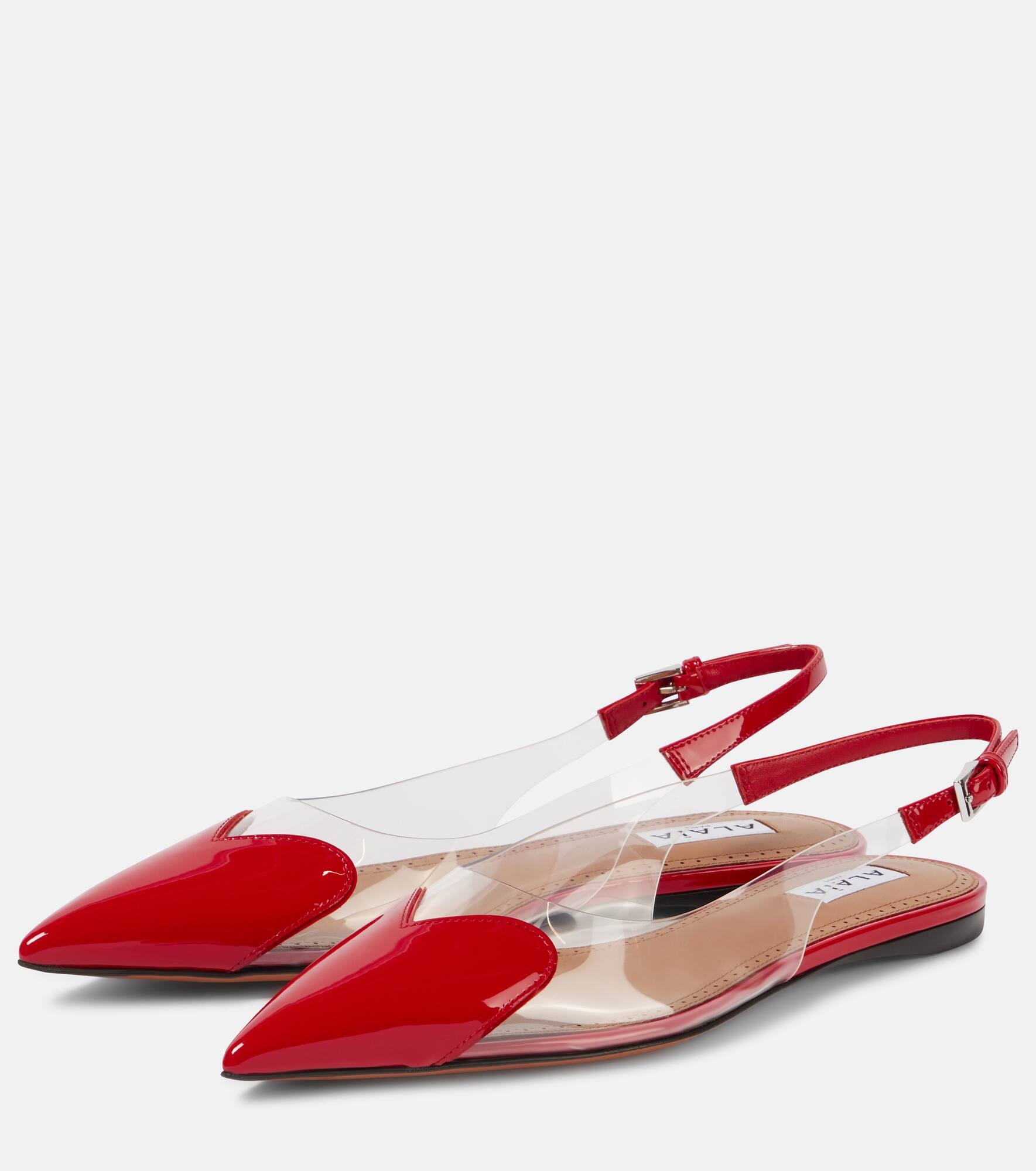 Le Cœur patent leather and PU slingback flats - 4