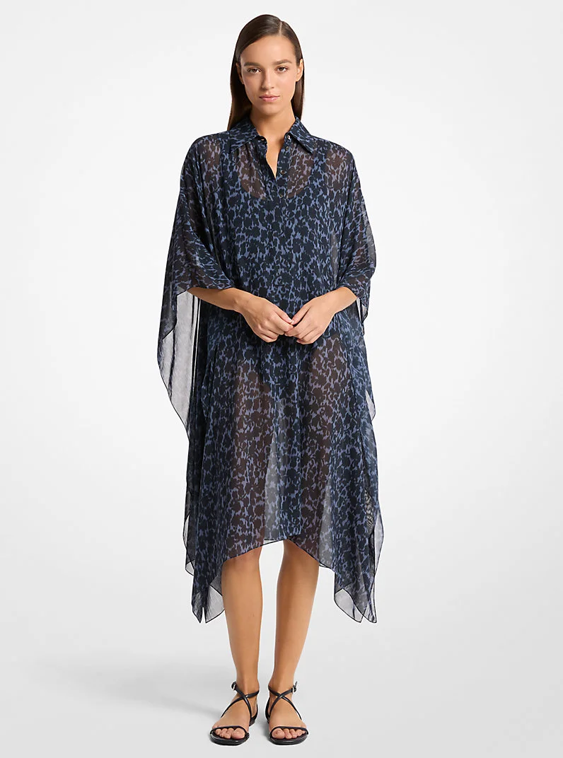 Floral Chiné Silk Voile Caftan - 1