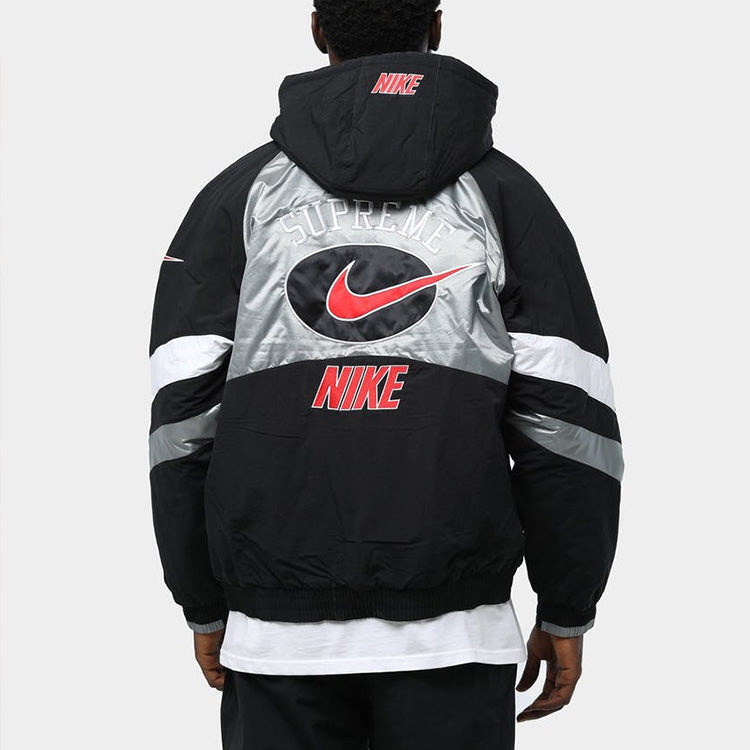 Supreme SS19 x Nike Hooded Sport Jacket Crossover waterproof Nylon hooded track Jacket Unisex Silver - 5