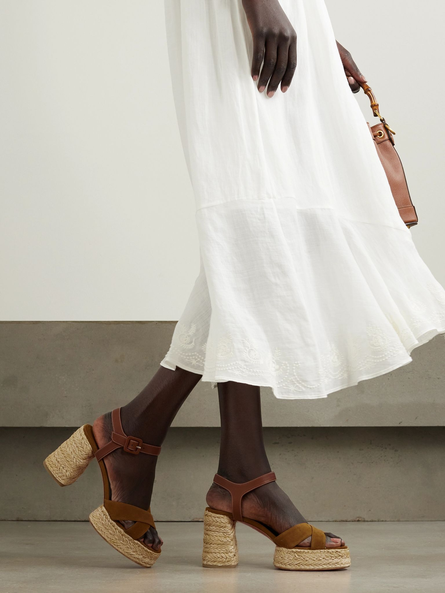 Calakala 70 leather and suede espadrille platform sandals Tan - 2
