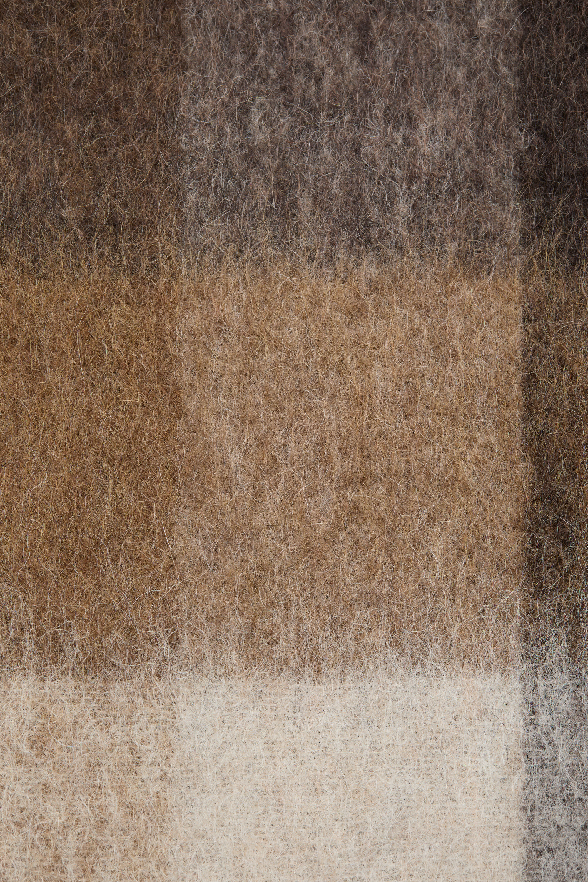 Check fringe scarf - Dark Brown/White/Brown - 3