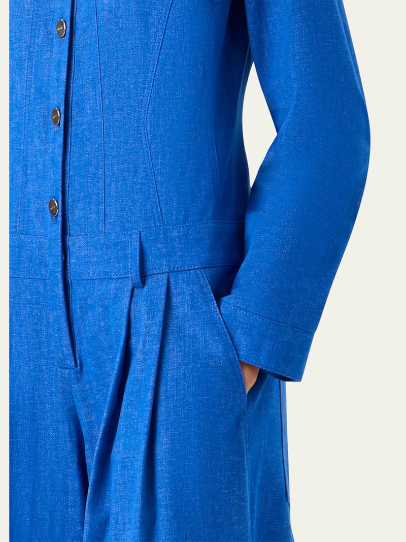 Hellas Stretch Denim Wide-Leg Overall Jumpsuit 5