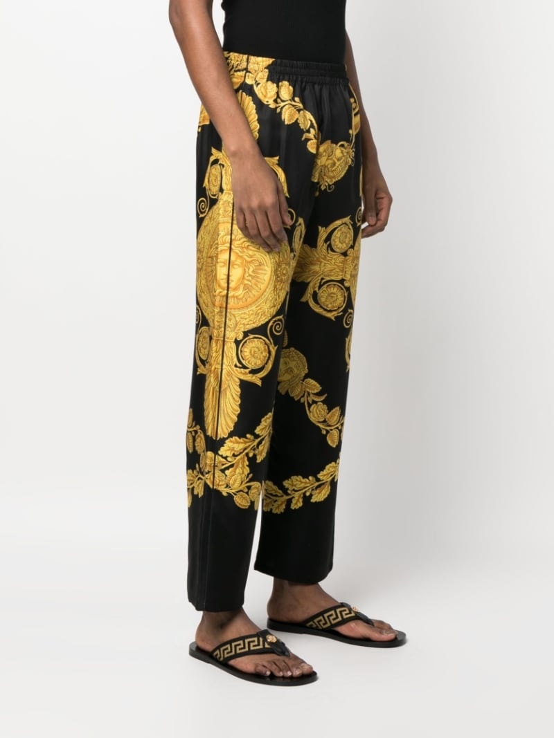 Barocco-print silk trousers - 3