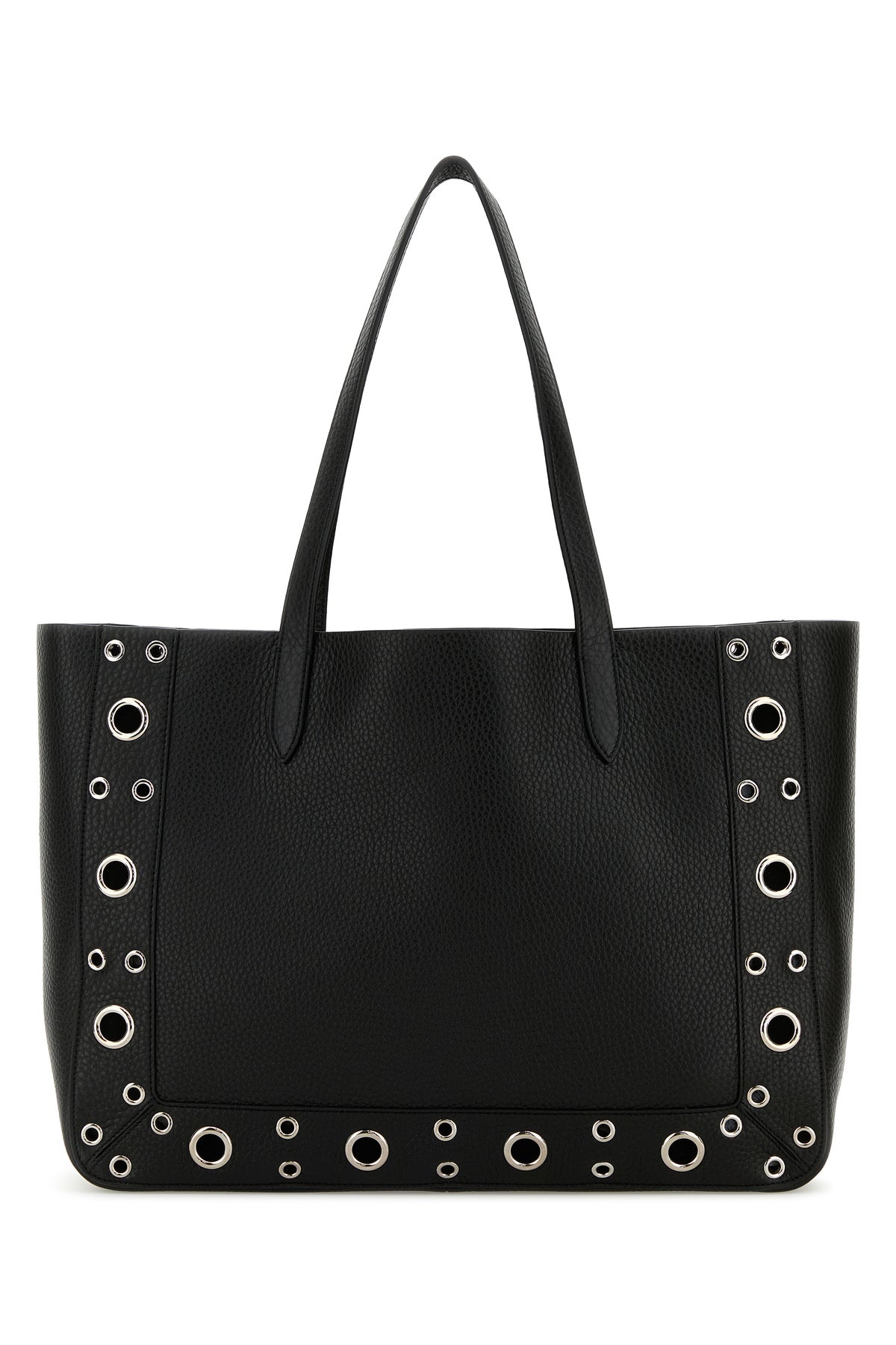 Black leather VLogo Signature shopping bag - 3