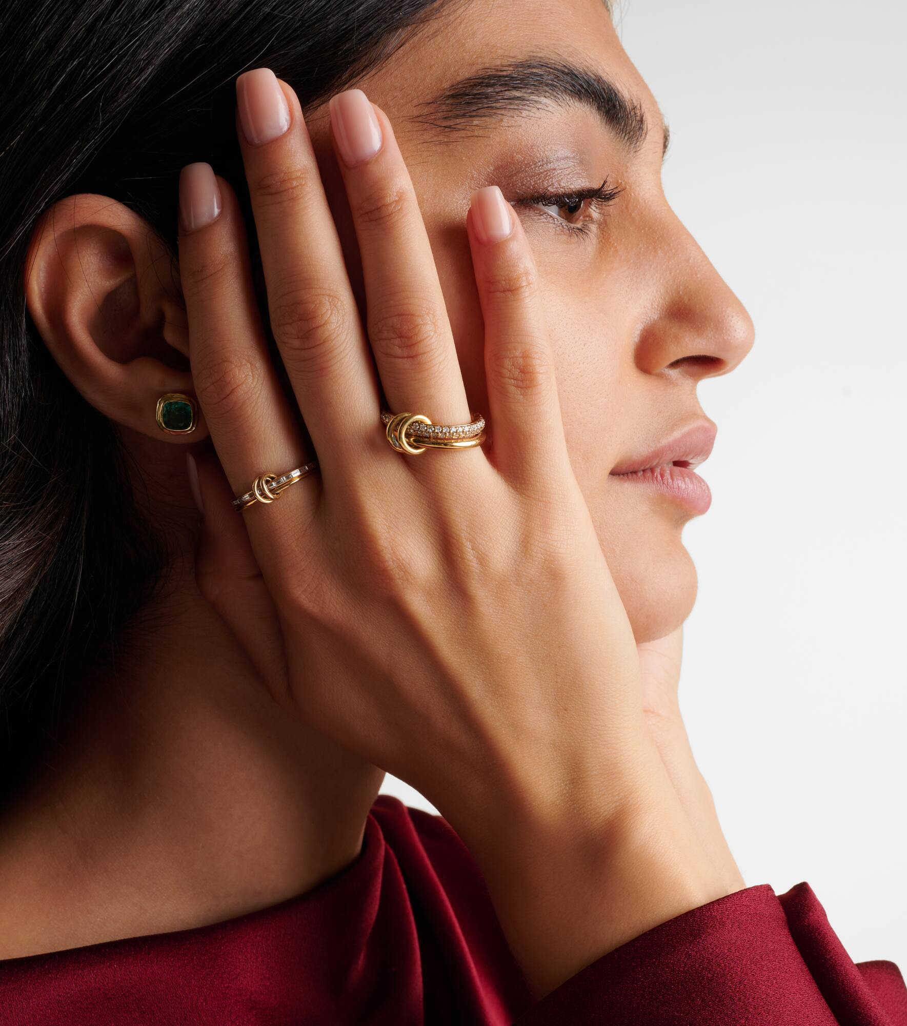 Virgo 18kt gold linked rings with white diamonds - 2