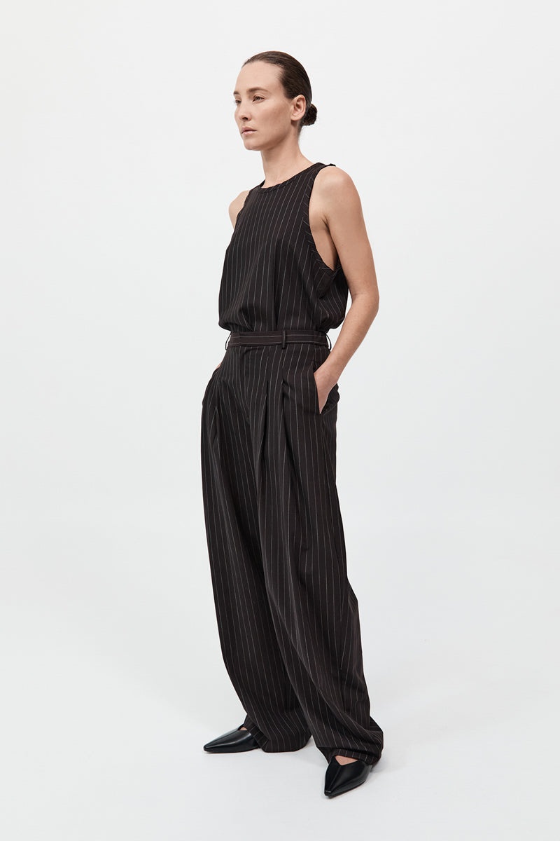 Wool Pinstripe Tank - Mahogany Stripe - 5
