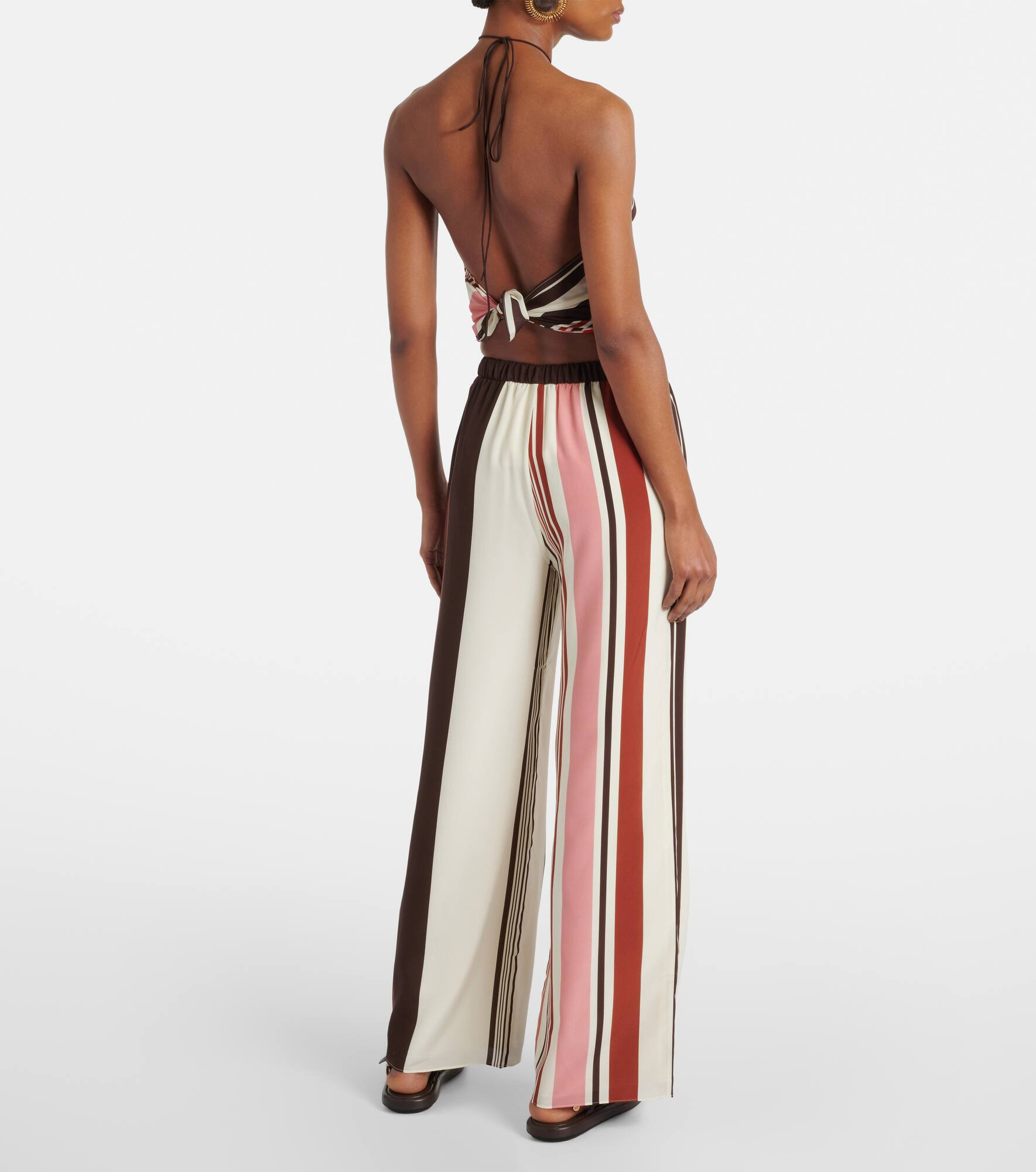 Thistle striped open-back silk satin top - 3