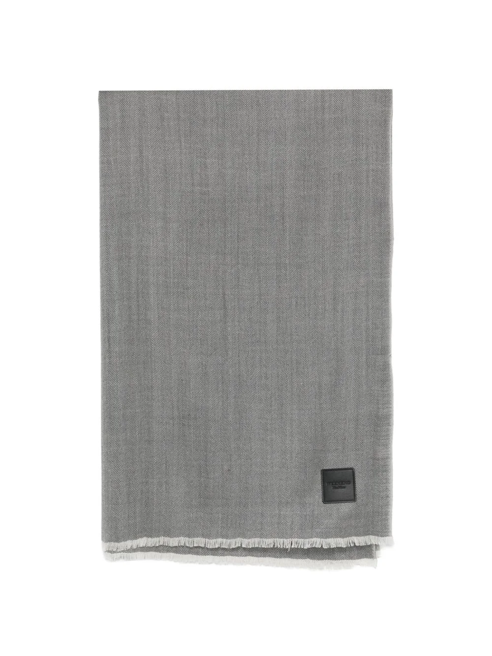 WKAquantum herringbone-weave frayed scarf - 1
