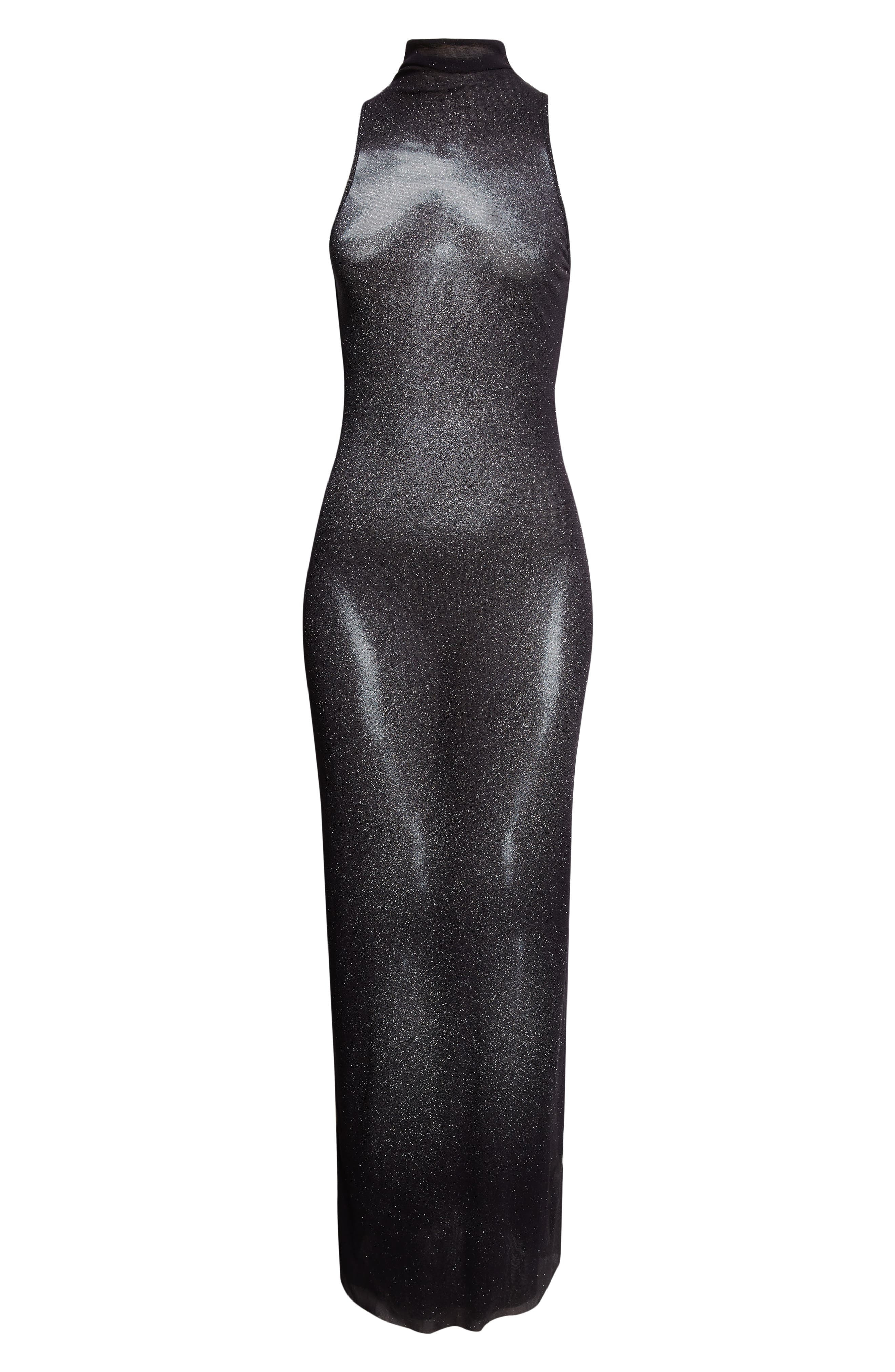 Jean Paul Gaultier Body Dust Print Mesh Dress in Black/Silver at Nordstrom - 5