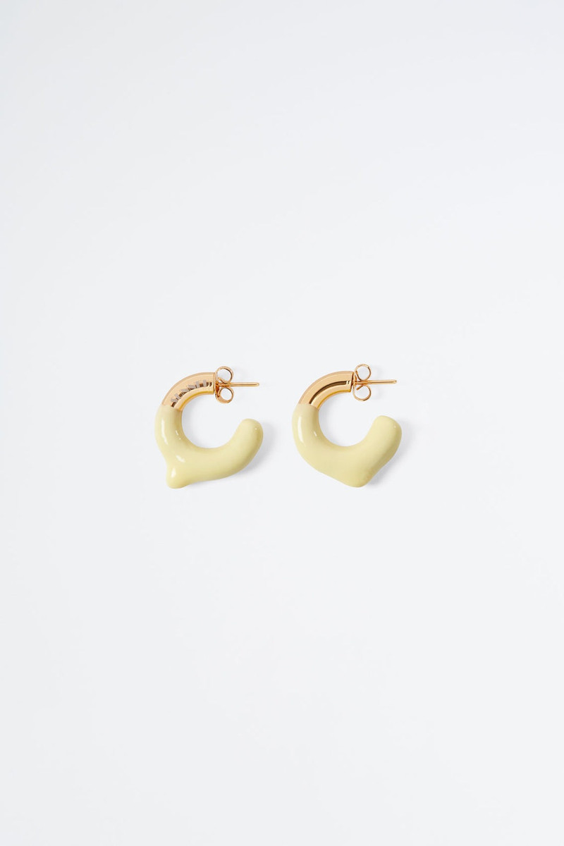MINI RUBBERIZED EARRINGS GOLD / cream 1
