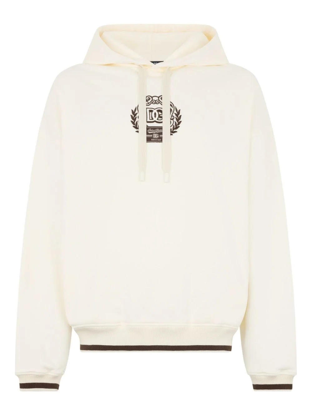 logo-embroidered ribbed-cuff hoodie - 1