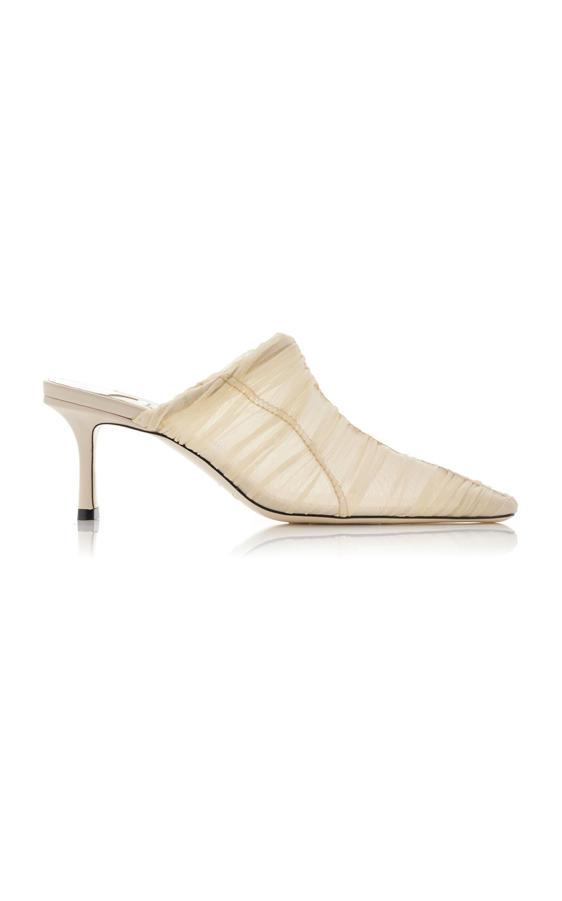 Lotta Ruched Tulle Mules white 1