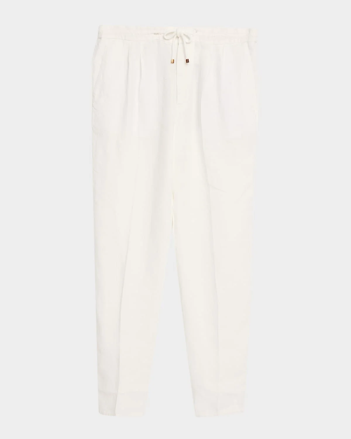 Men's Dyed Linen Pleated Drawstring Pants - 1