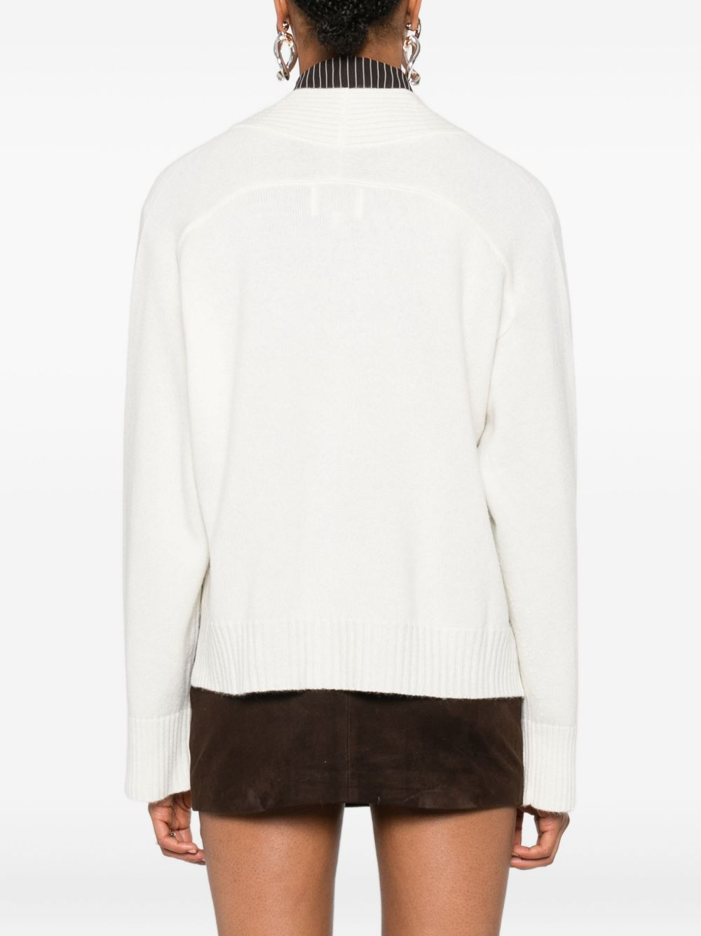 button-fastening ribbed cardigan - 4